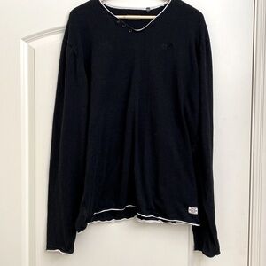 KAPORAL JEANS Black pullover Shirt top Mens  XXL relaxed cotton Preppy Acadamia
